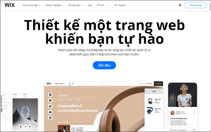 Nền tảng thiết kế website miễn phí – Wix