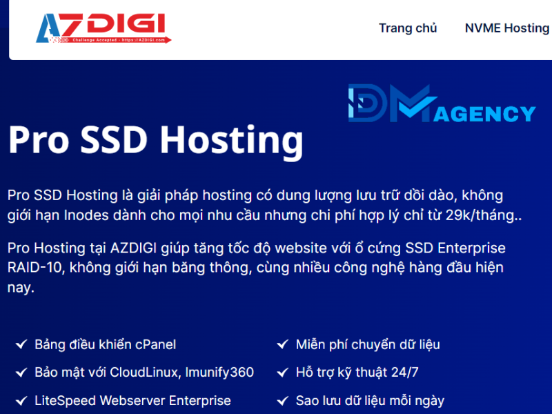 Dịch Vụ Hosting Tại Azdigi Sử Dụng ổ Cứng Ssd Dòng Enterprise Hiệu Năng Cao